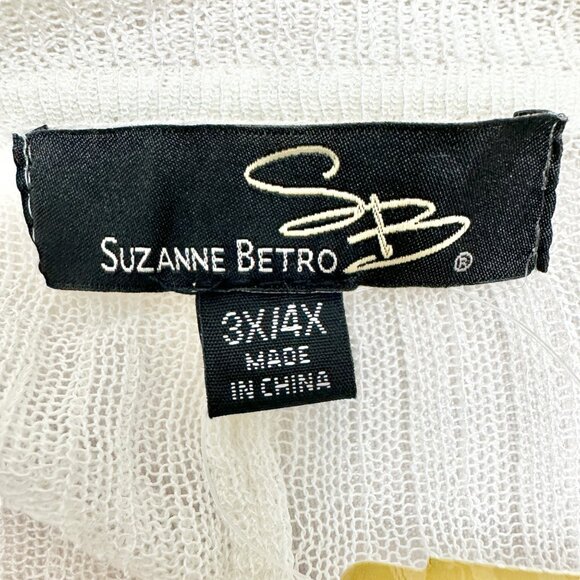 Suzanne Betro Drape Front Cardigan 3X/4X White Lightweight Knit Stretchable NWT - Picture 5 of 9